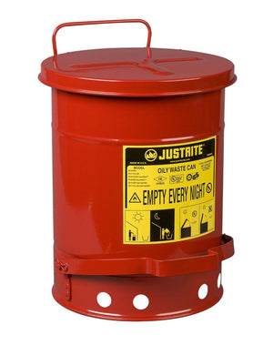 Red Oily Waste Can-6 gal. w/ Foot Operated Cover