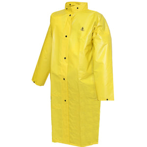 DuraScrim™ Coat - Yellow - 48" - 2 Patch Pockets - Vented Cape Back - Hood Snaps