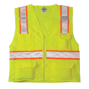 Class 2 Solid Front with Mesh Back Vest - Lime