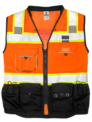 Premium Black Surveyors Vest  Orange