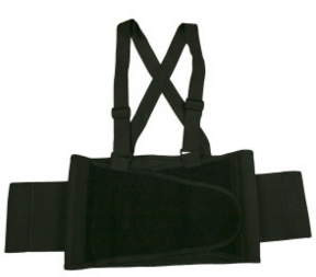 Back Support Belt  Black  Attached Suspenders