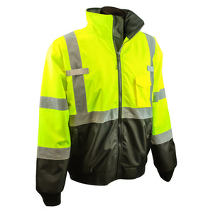 Class 3 Two-in-One High Visibility Bomber Safety Jacket - Hi-Viz Green