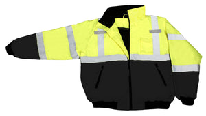 Class 3 Two-in-One High Visibility Bomber Safety Jacket - Hi-Viz Green