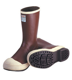 Neoprene Snugleg Boot - Brick Red Upper - Brown Sole - Ht. 16" - Steel Toe - Chevron Outsole 