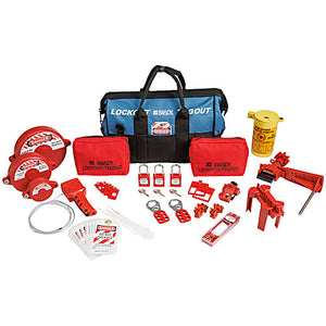 Electrical and Valve Lockout Tagout Kit with Nylon Safety Padlocks in Duffel Bag