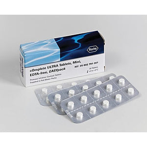 ROCHE cOmplete™ ULTRA Tablets, Mini, EDTA-free, EASYpack Protease Inhibitor Cocktail, Tablets supplied in foil blister packs.