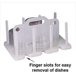 Contact Plate / Petri Dish Rack - White Polypropylene