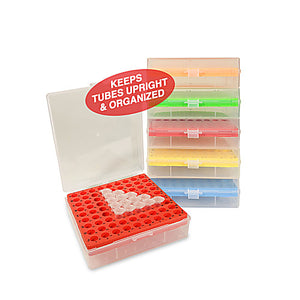 BetterBox™ Storage Box with hinged lid, 81 x 1.5mL to 2.0mL Microtubes pack of 5, assorted colors