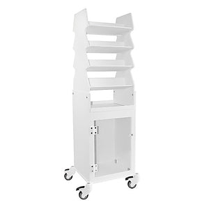 White PVC Tall Slanted Suture Carts with Bulk Storage Area and Acrylic Door