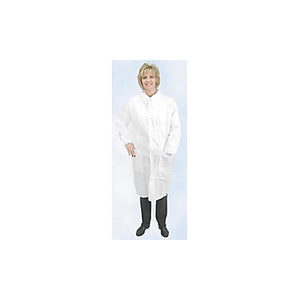 Critical Cover AlphaGuard Lab Coats, Tapered Collar 3 Pockets, Knit Wrists, Serged Seams, White, Sizes Small thru 4X-Large