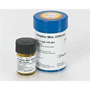 cOmplete(TM), Mini, EDTA-free Protease Inhibitor Cocktail, Protease Inhibitor Cocktail Tablets provided in a glass vial, Tablets provided in a glass vial