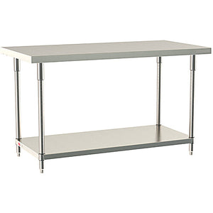 Metro TableWorx Stationary Work Table, Type 304 Stainless Steel Surface, Stainless Under Shelf, All Stainless Steel Finish