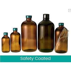 Safety Coated Amber Boston Rounds with Green Thermoset F217 & PTFE Caps